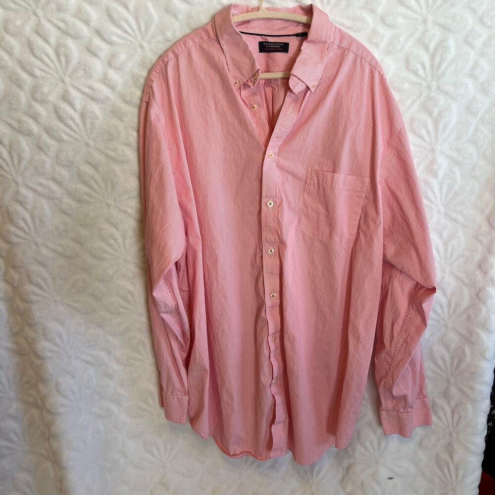 Stafford pink long sleeve button down shirt size 19 big and tall preowned great